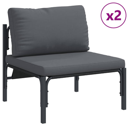 Garden Sofa Set with Cushion 5 pcs Black Steel