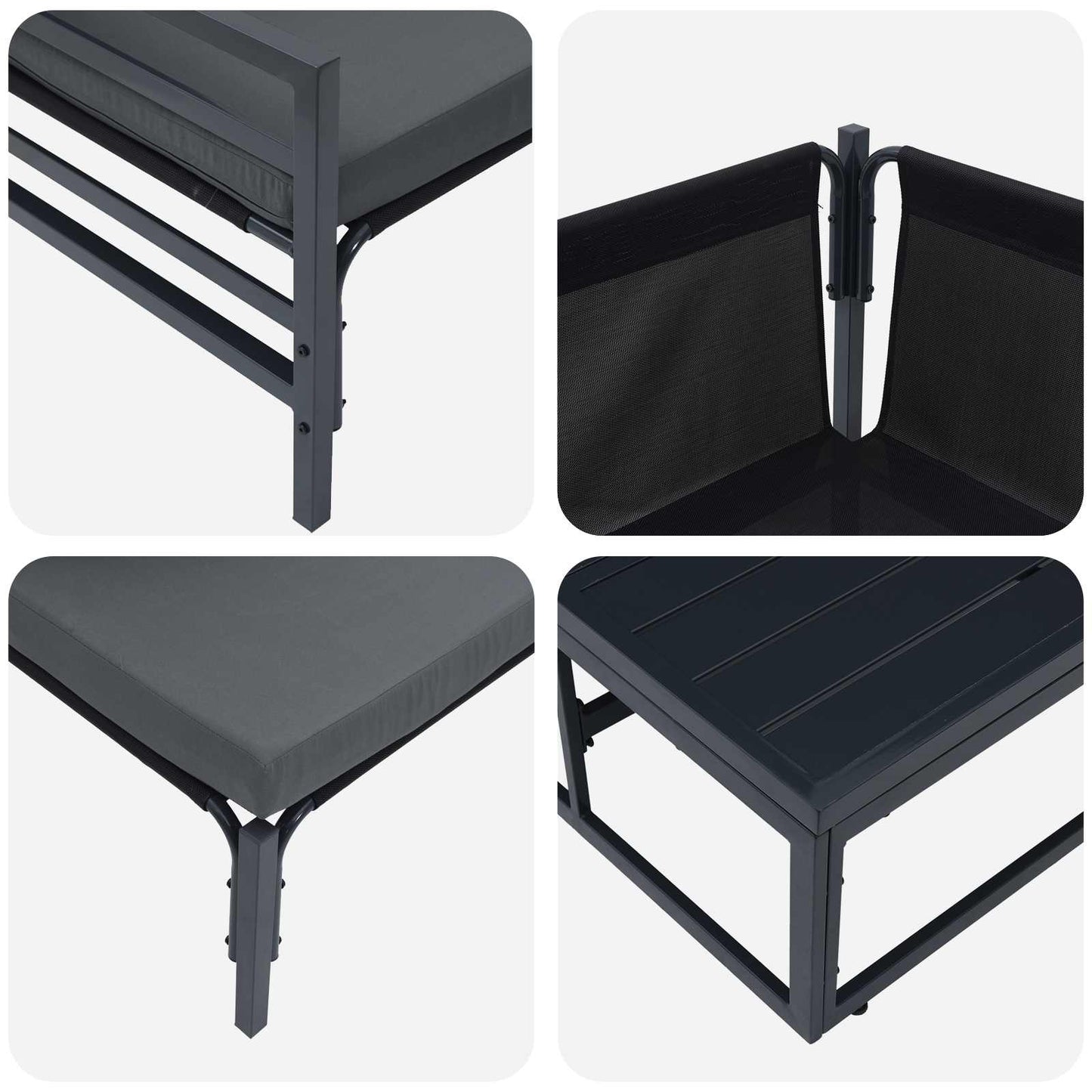 Garden Sofa Set with Cushion 6 pcs Black Steel