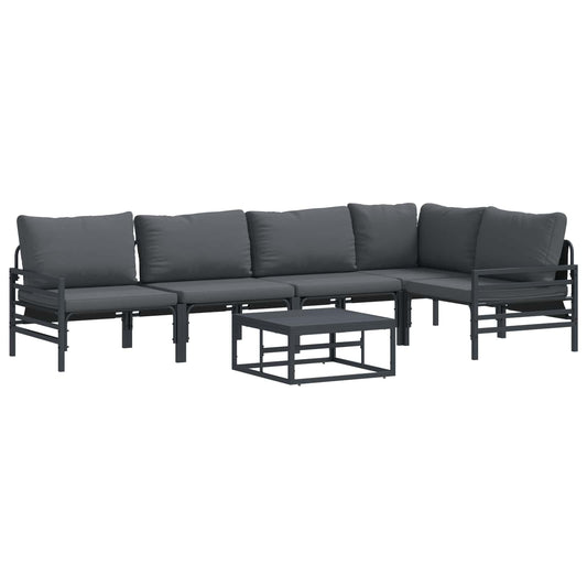 Garden Sofa Set 6 pcs Black Steel