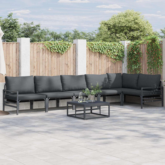 Garden Sofa Set 6 pcs Black Steel