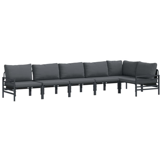 Garden Sofa Set 6 pcs Black Steel