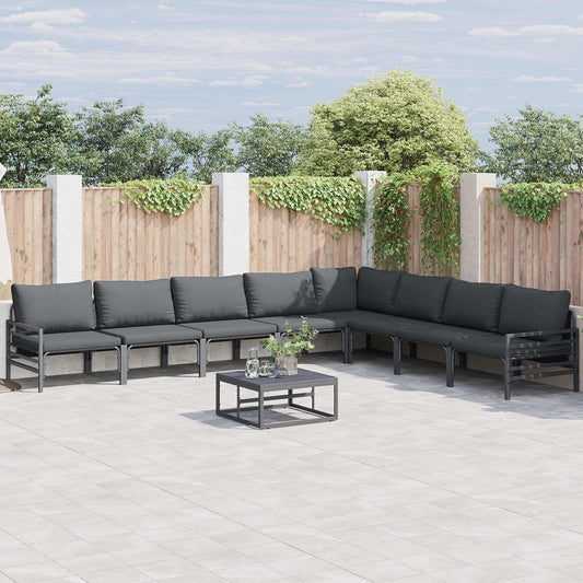 Garden Sofa Set 8 pcs Black Steel