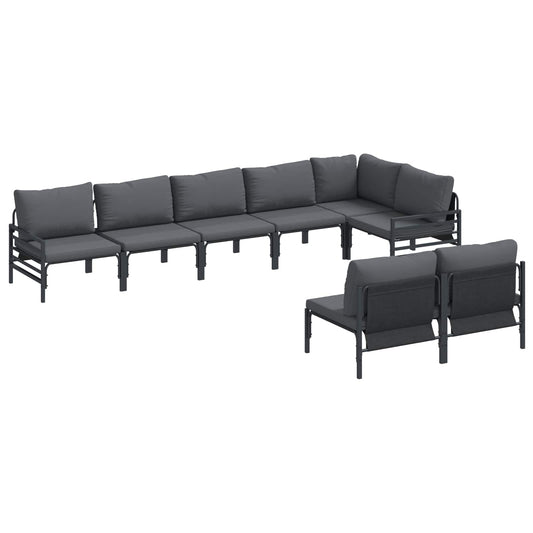 Garden Sofa Set 8 pcs Black Steel
