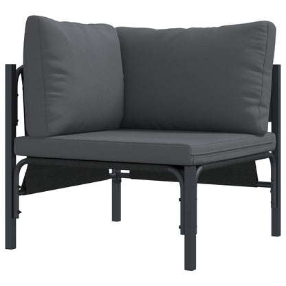 Garden Sofa Set with Cushion 8 pcs Black Steel
