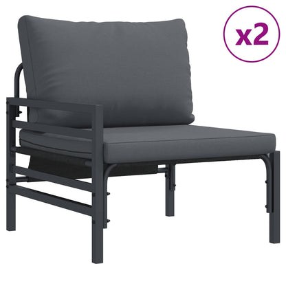 Garden Sofa Set with Cushion 9 pcs Black Steel