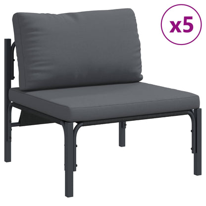 Garden Sofa Set with Cushion 9 pcs Black Steel