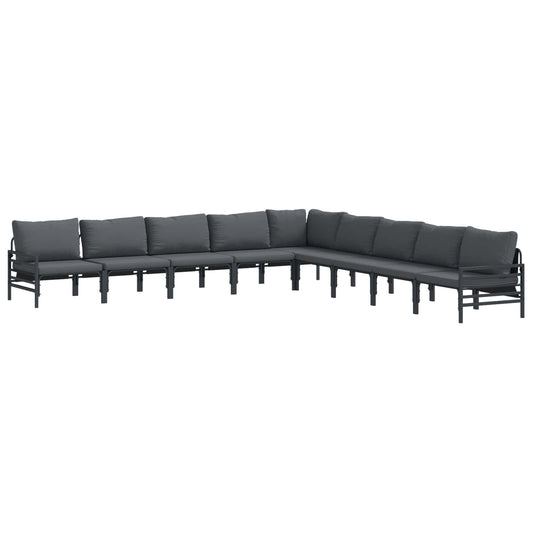 Garden Sofa Set 9 pcs Black Steel