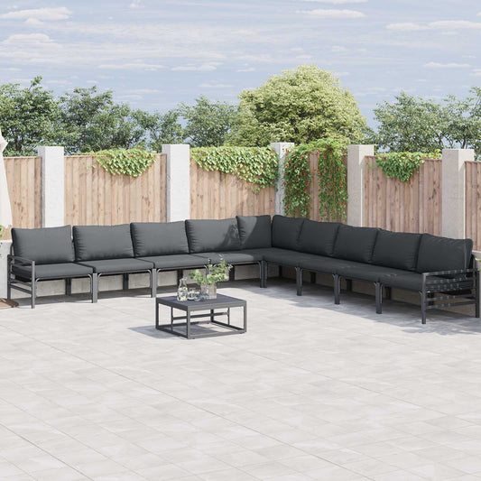 Garden Sofa Set 10 pcs Black Steel