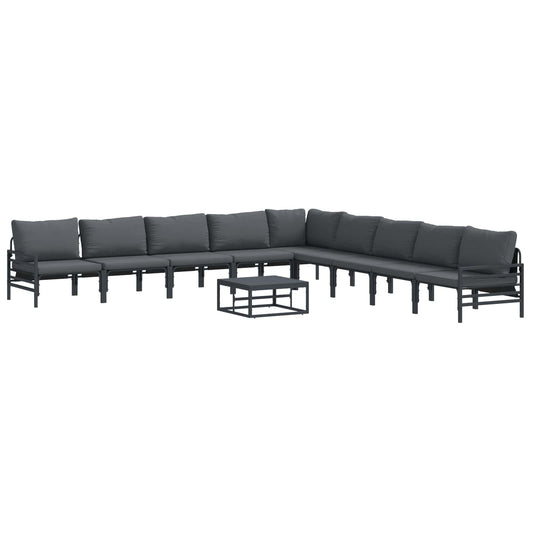 Garden Sofa Set 10 pcs Black Steel
