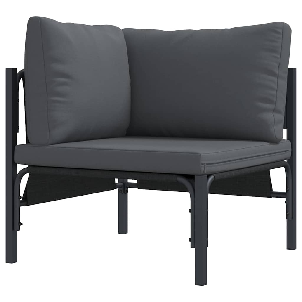 Garden Sofa Set with Cushion 10 pcs Black Steel