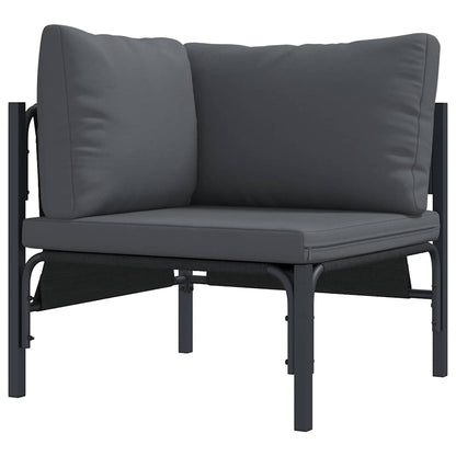 Garden Sofa Set with Cushion 10 pcs Black Steel