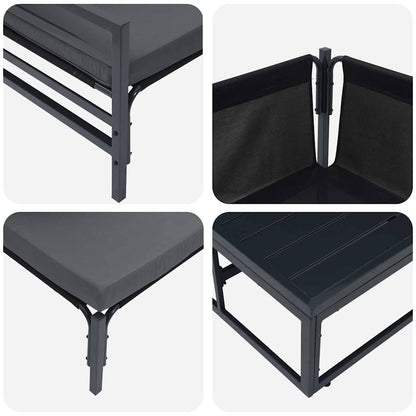 Garden Sofa Set with Cushion 11 pcs Black Steel