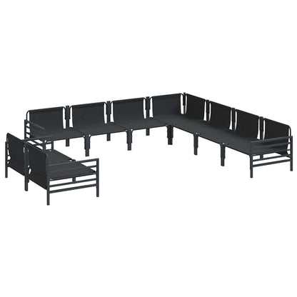 Garden Sofa Set with Cushion 9 pcs Black Steel
