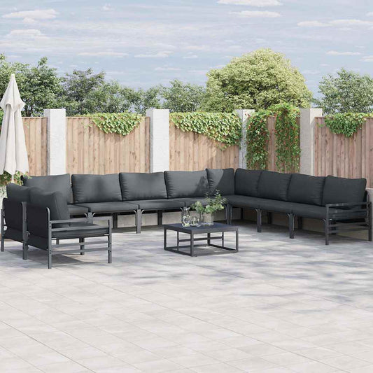Garden Sofa Set 10 pcs Black Steel