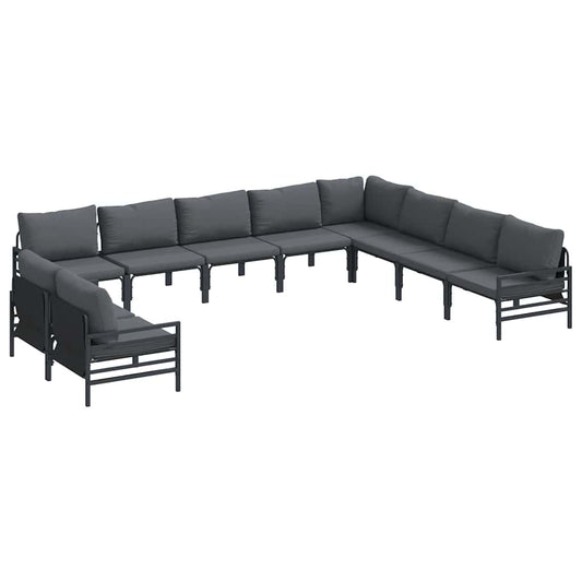 Garden Sofa Set 10 pcs Black Steel