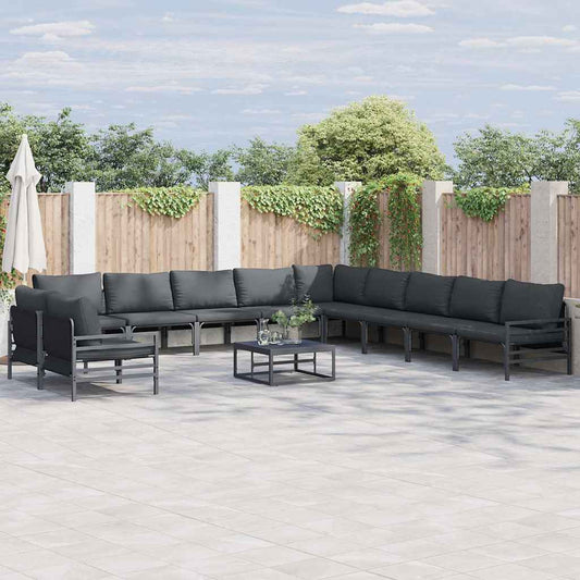 Garden Sofa Set 12 pcs Black Steel