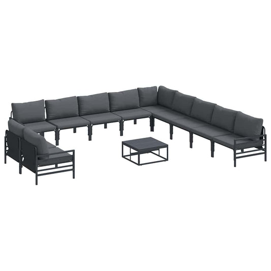 Garden Sofa Set 12 pcs Black Steel