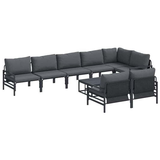 Garden Sofa Set 9 pcs Black Steel