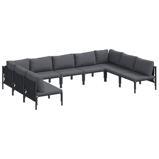 Garden Sofa Set 9 pcs Black Steel