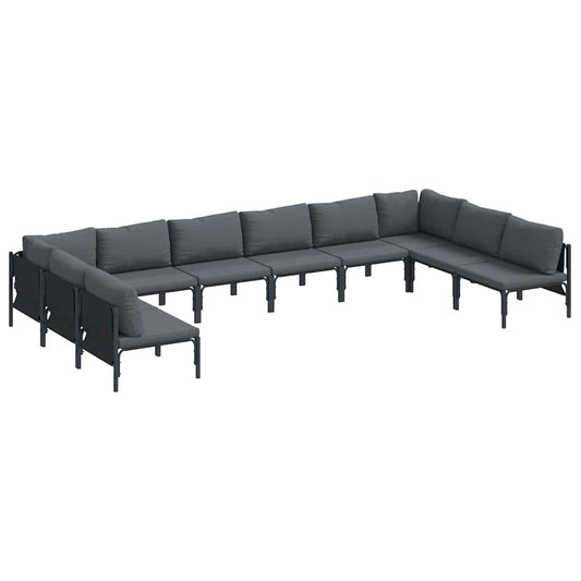 Garden Sofa Set 10 pcs Black Steel