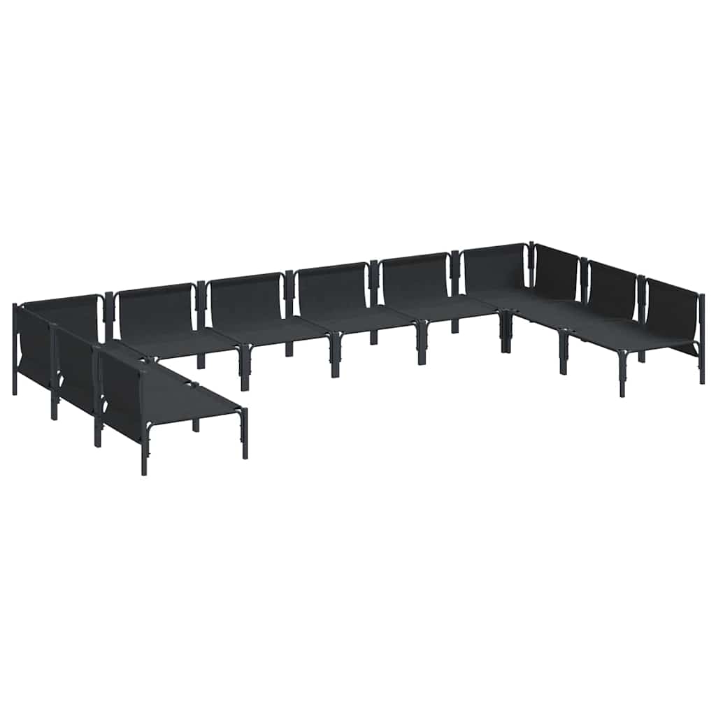 Garden Sofa Set with Cushion 10 pcs Black Steel