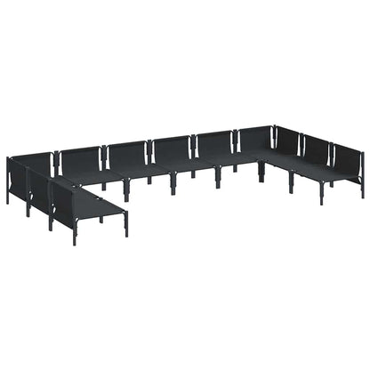 Garden Sofa Set with Cushion 10 pcs Black Steel