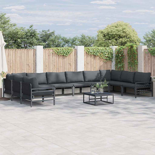 Garden Sofa Set 10 pcs Black Steel