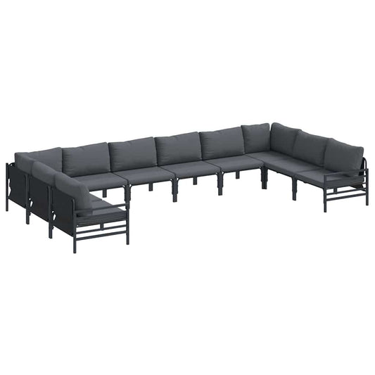 Garden Sofa Set 10 pcs Black Steel