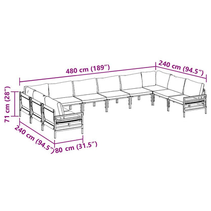 Garden Sofa Set with Cushion 10 pcs Black Steel