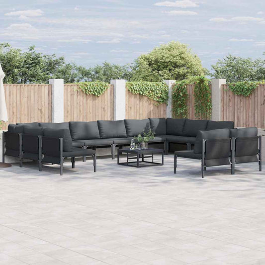 Garden Sofa Set 12 pcs Black Steel