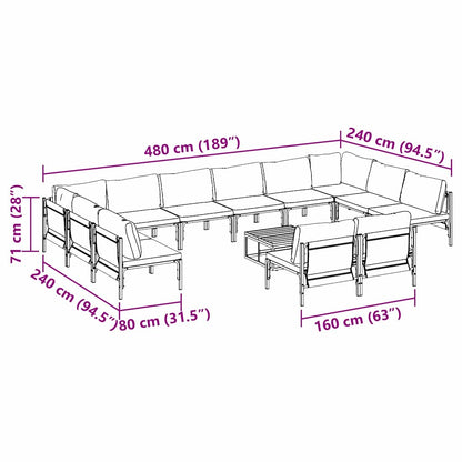Garden Sofa Set with Cushion 13 pcs Black Steel