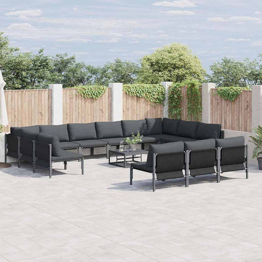 Garden Sofa Set 13 pcs Black Steel