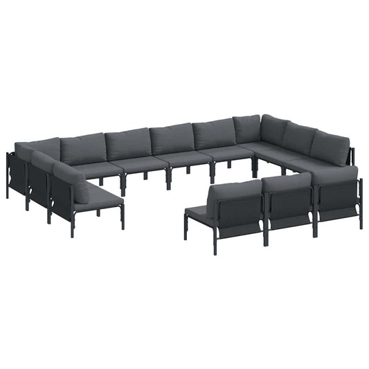Garden Sofa Set 13 pcs Black Steel