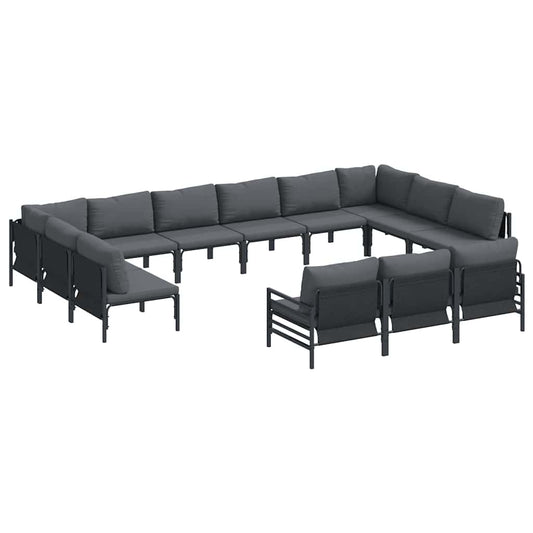 Garden Sofa Set 13 pcs Black Steel
