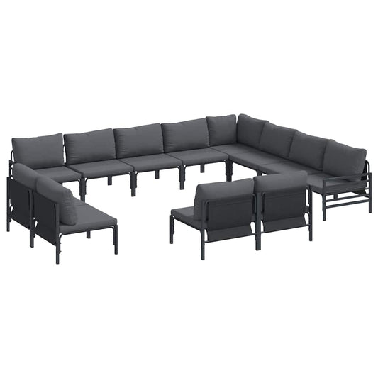 Garden Sofa Set 12 pcs Black Steel