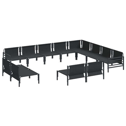 Garden Sofa Set with Cushion 12 pcs Black Steel