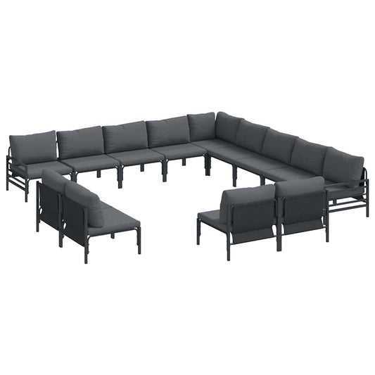 Garden Sofa Set 13 pcs Black Steel