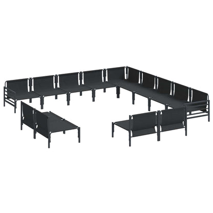 Garden Sofa Set with Cushion 13 pcs Black Steel