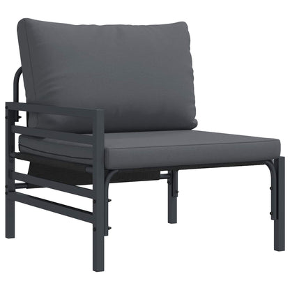Garden Sofa Set with Cushion 13 pcs Black Steel