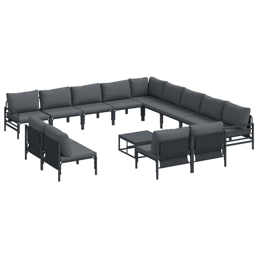 Garden Sofa Set 14 pcs Black Steel