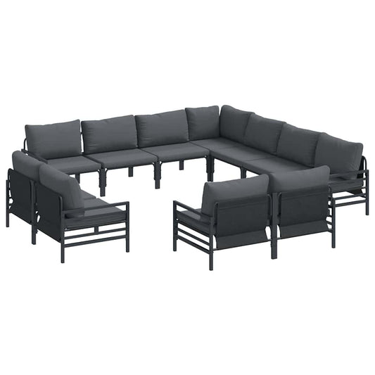 Garden Sofa Set 11 pcs Black Steel