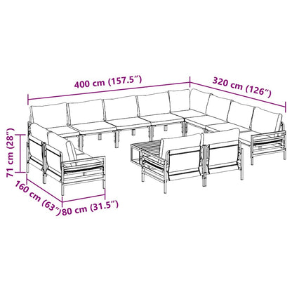 Garden Sofa Set with Cushion 13 pcs Black Steel