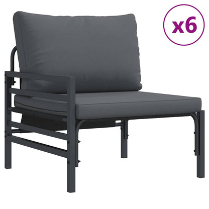 Garden Sofa Set with Cushion 13 pcs Black Steel