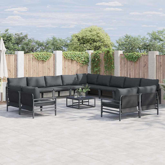 Garden Sofa Set 14 pcs Black Steel