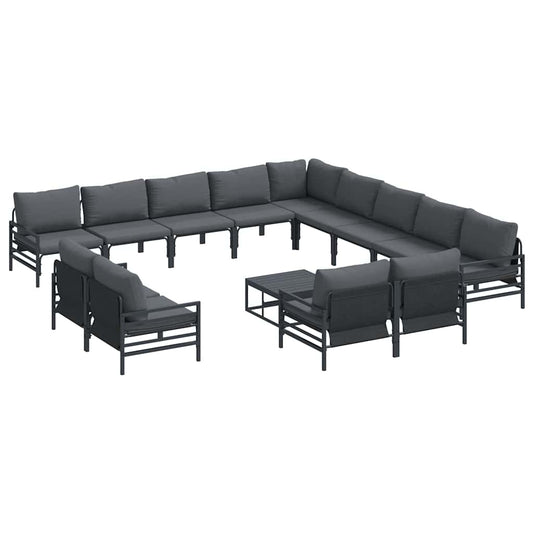 Garden Sofa Set 14 pcs Black Steel