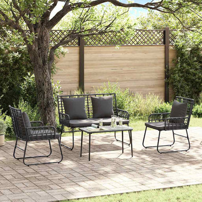 Garden Furniture Set 4 pcs Black and Anthracite Poly Rattan