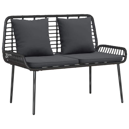 Garden Furniture Set 4 pcs Black and Cream Poly Rattan