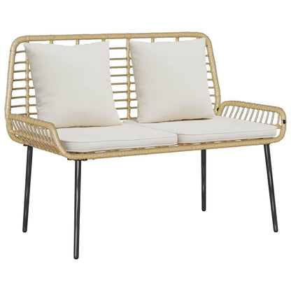 Garden Furniture Set 4 pcs Black and Cream Poly Rattan