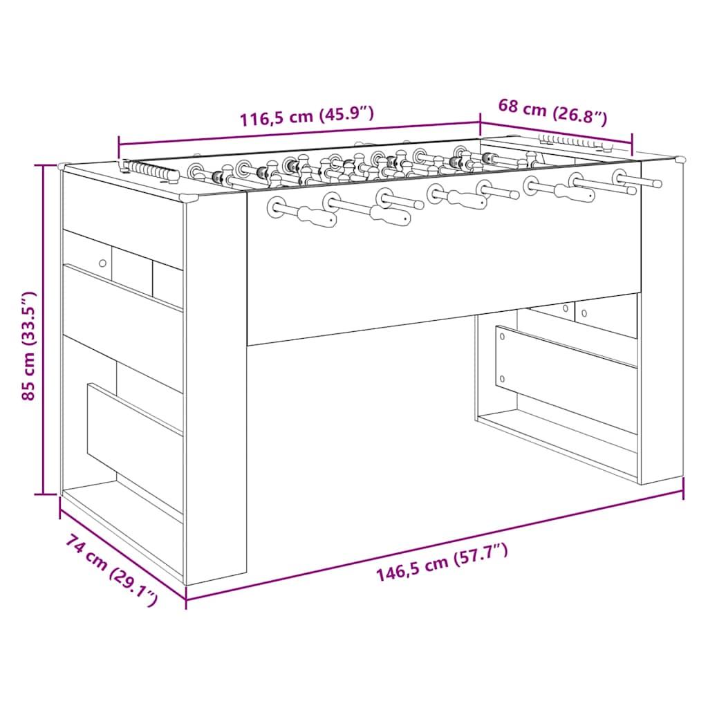 Foosball Table White 146.5 x 74 x 85 cm Engineered Wood
