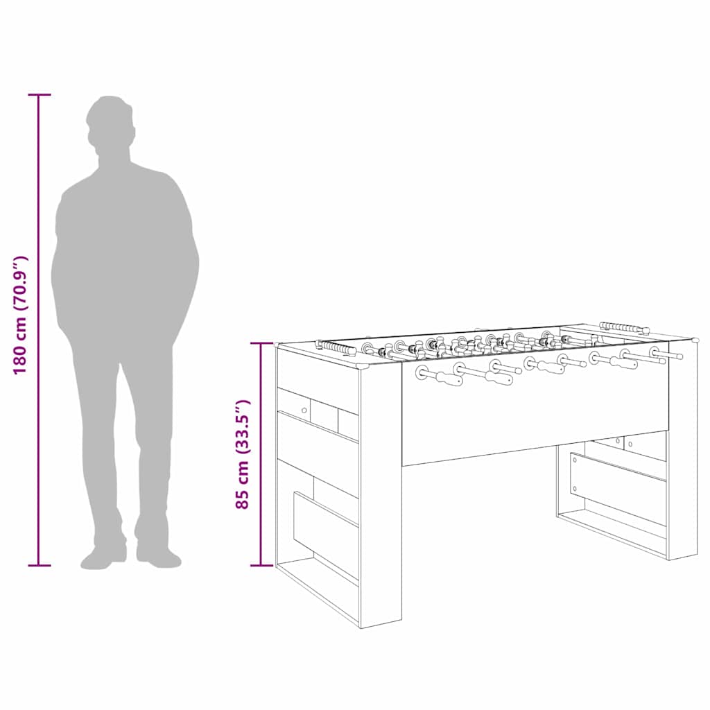 Foosball Table Old Wood 146.5 x 74 x 85 cm Engineered Wood
